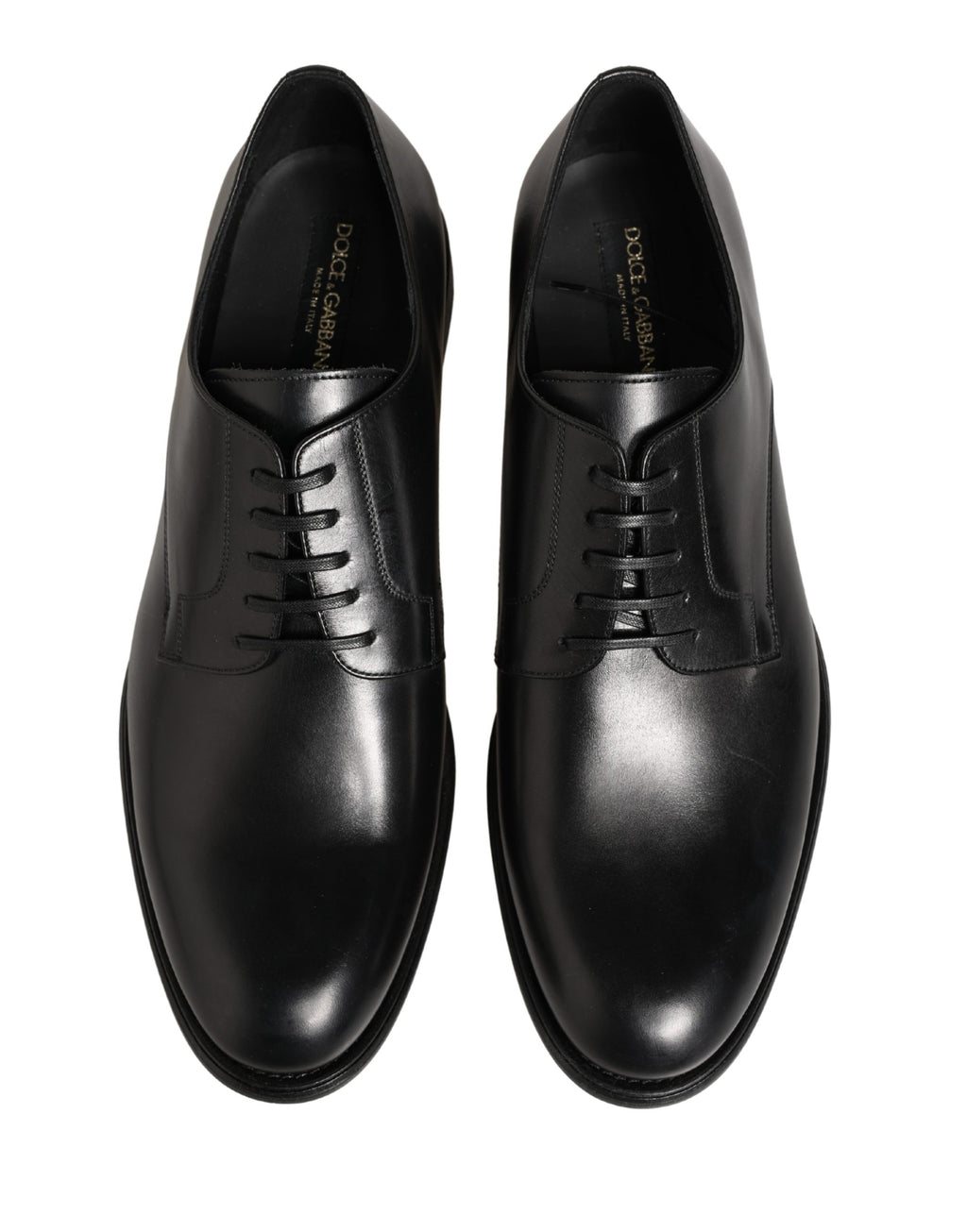 Chaussures Richelieu en cuir de veau noir Dolce & Gabbana pour homme, chaussures de ville élégantes en cuir noir.