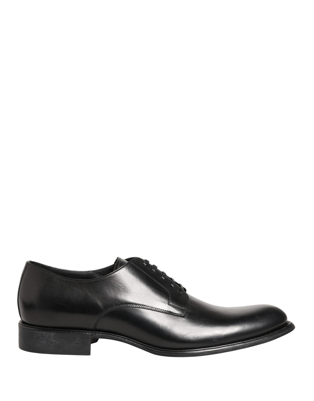 Chaussures derby en cuir de veau noir de Dolce & Gabbana pour homme, élégantes et sophistiquées, avec lacets et finition lisse.
