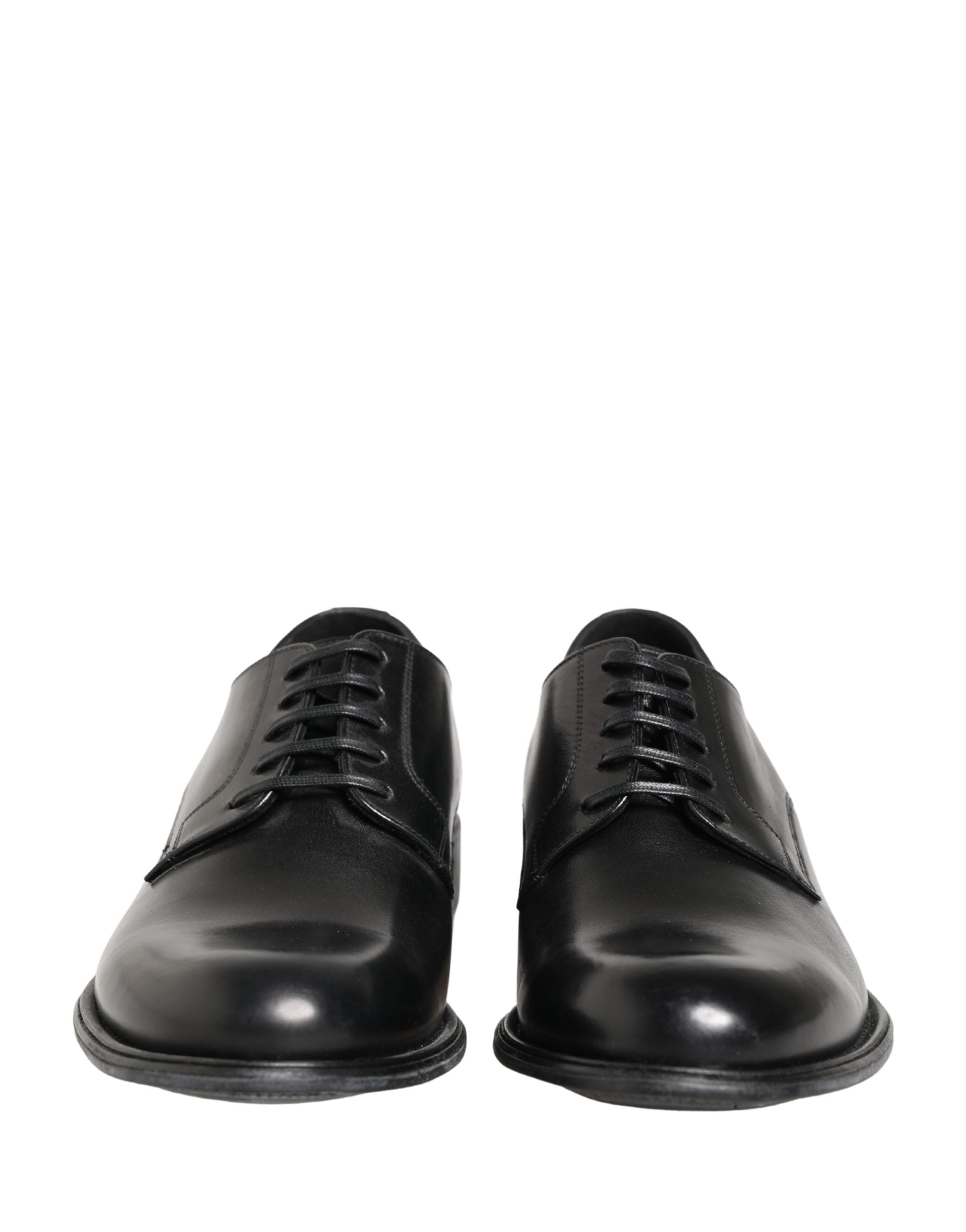 Chaussures derby en cuir de veau noir de Dolce & Gabbana pour homme, chaussures élégantes en cuir noir.