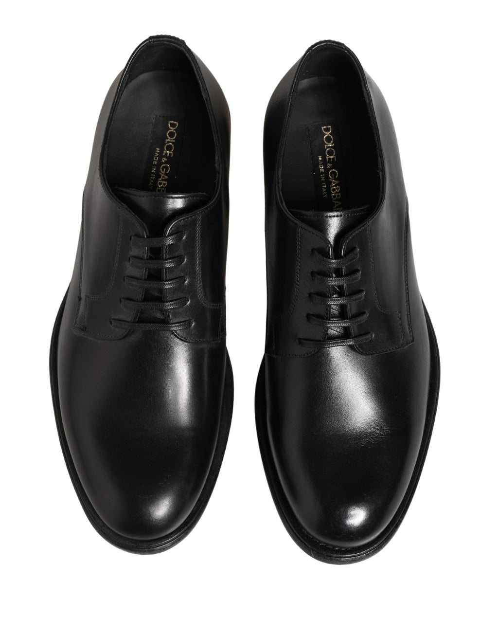 Chaussures Derby pour hommes en cuir de veau noir de Dolce & Gabbana, élégantes et classiques.