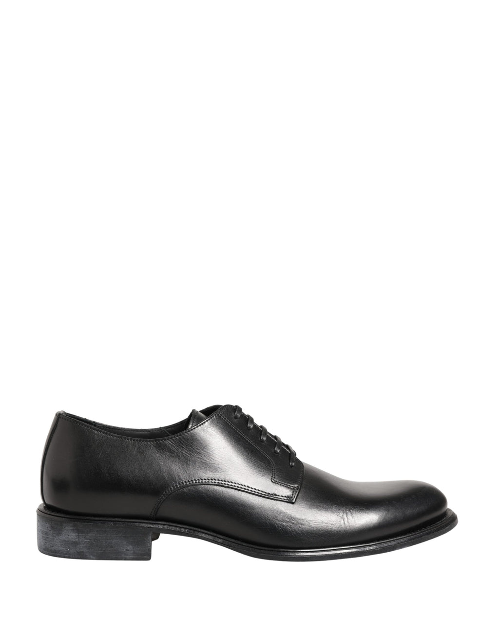 Chaussures Derby en cuir de veau noir de Dolce & Gabbana pour homme, élégantes et classiques, avec lacets et finition lisse.
