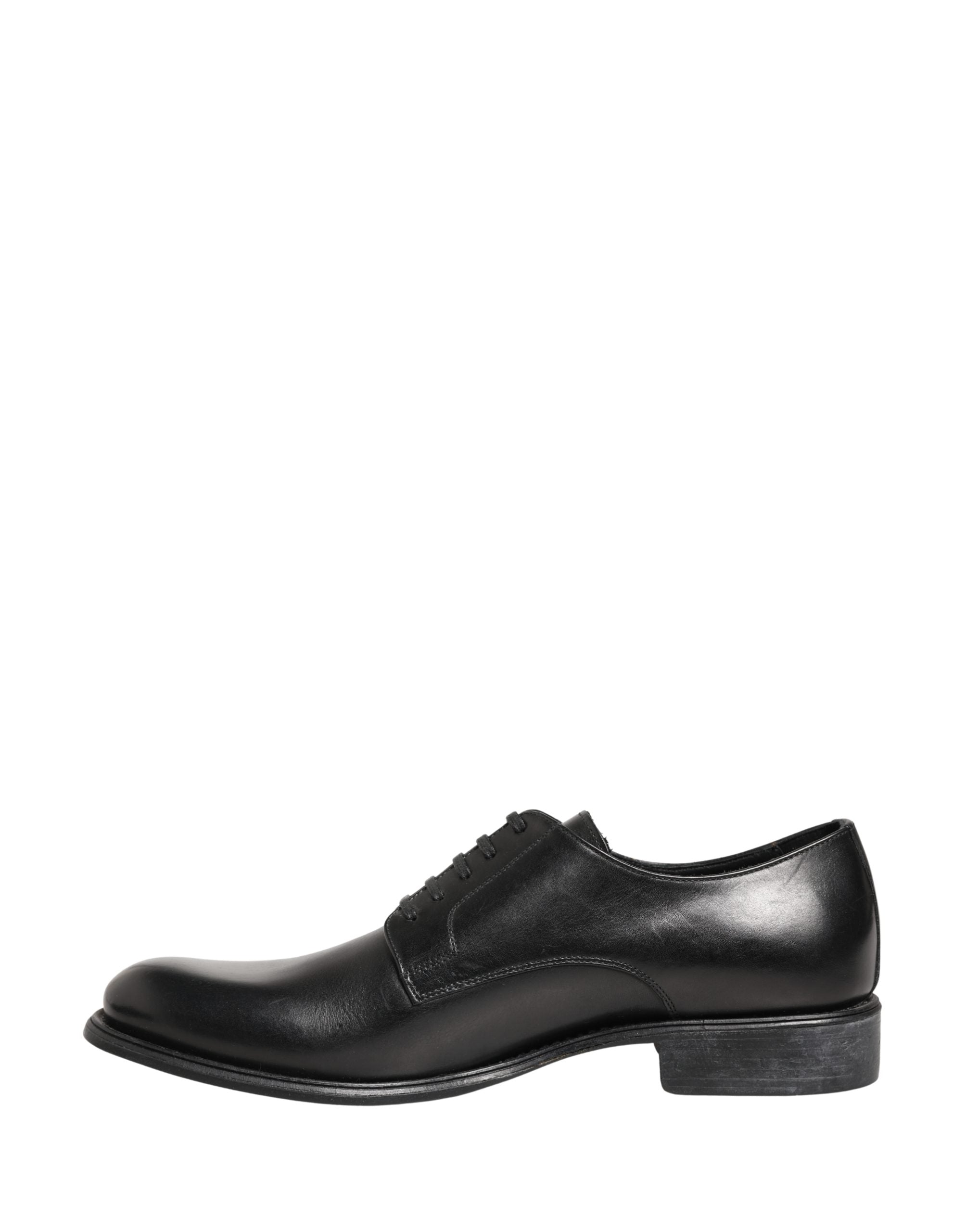 Chaussures Derby en cuir de veau noir de Dolce & Gabbana pour homme, élégantes et classiques.