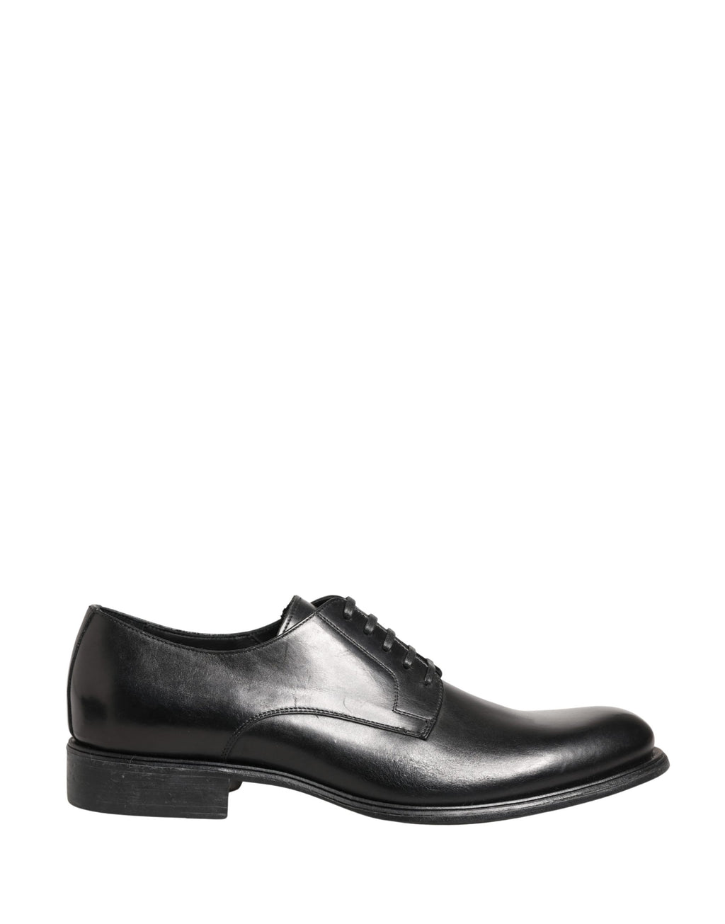 Chaussures Derby en cuir de veau noir de Dolce & Gabbana pour homme, élégantes chaussures habillées en cuir authentique.