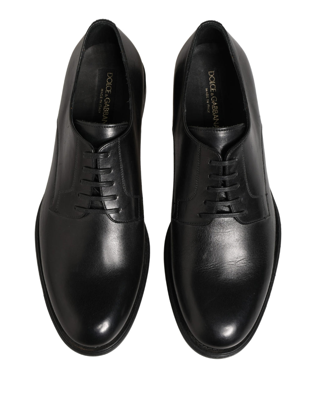 Chaussures Derby en cuir de veau noir de Dolce & Gabbana pour homme, élégant et sophistiqué.