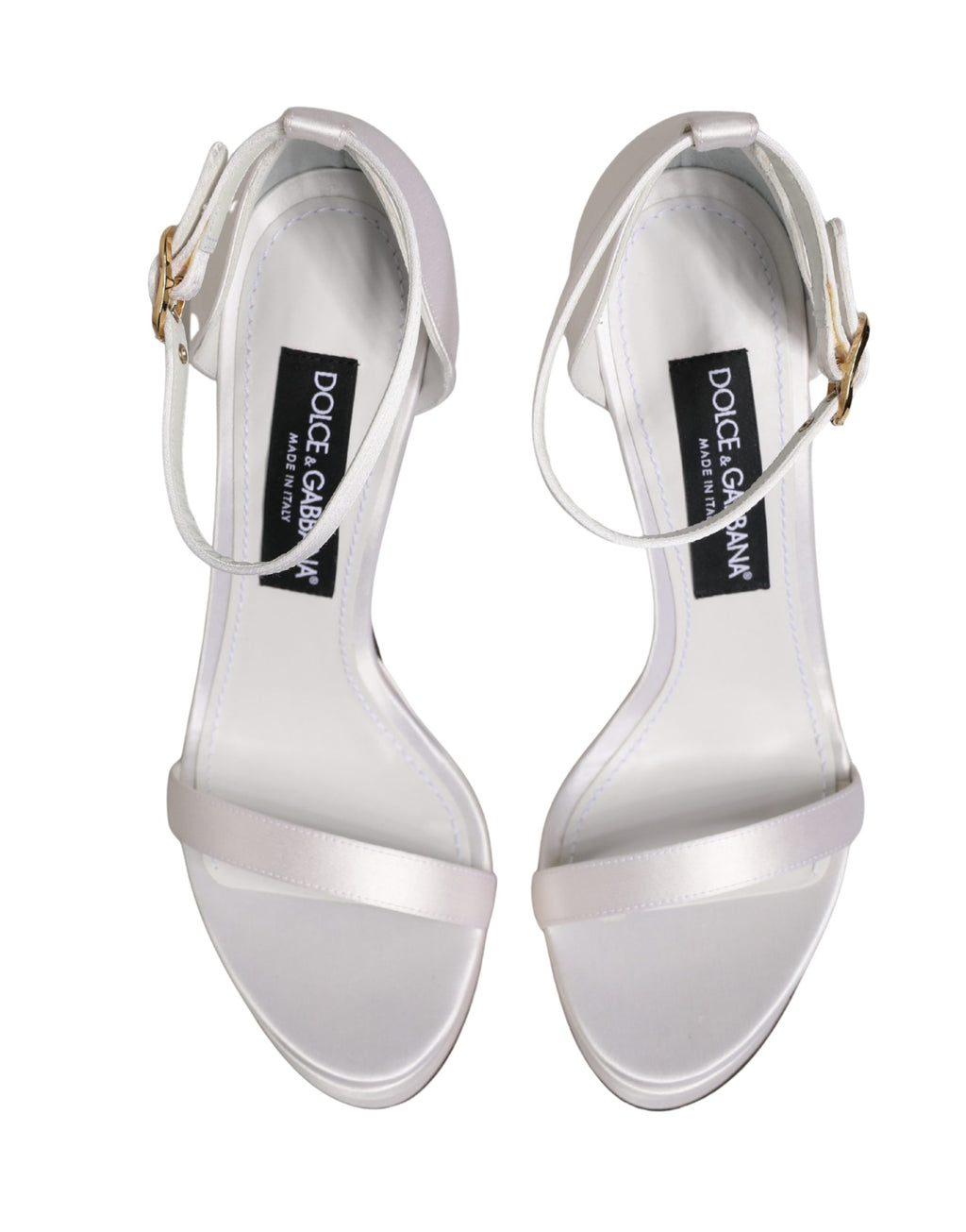 Sandales à plateforme blanches Dolce & Gabbana avec bride à la cheville, chaussures élégantes et modernes.