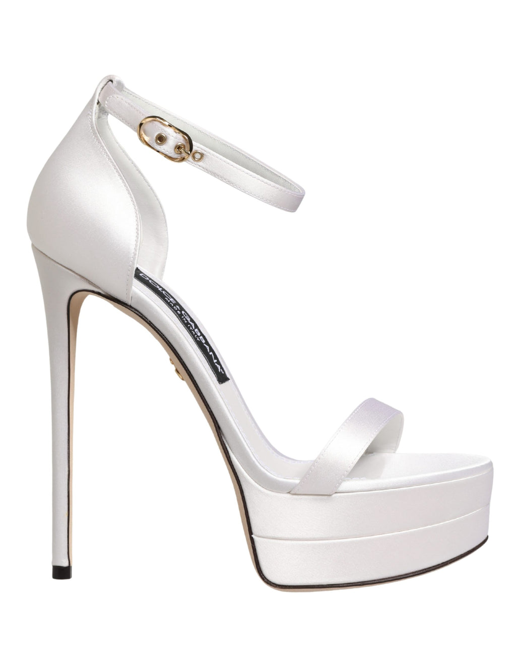 Sandales plates blanches Dolce & Gabbana avec bride à la cheville, design élégant et sophistiqué pour femme.