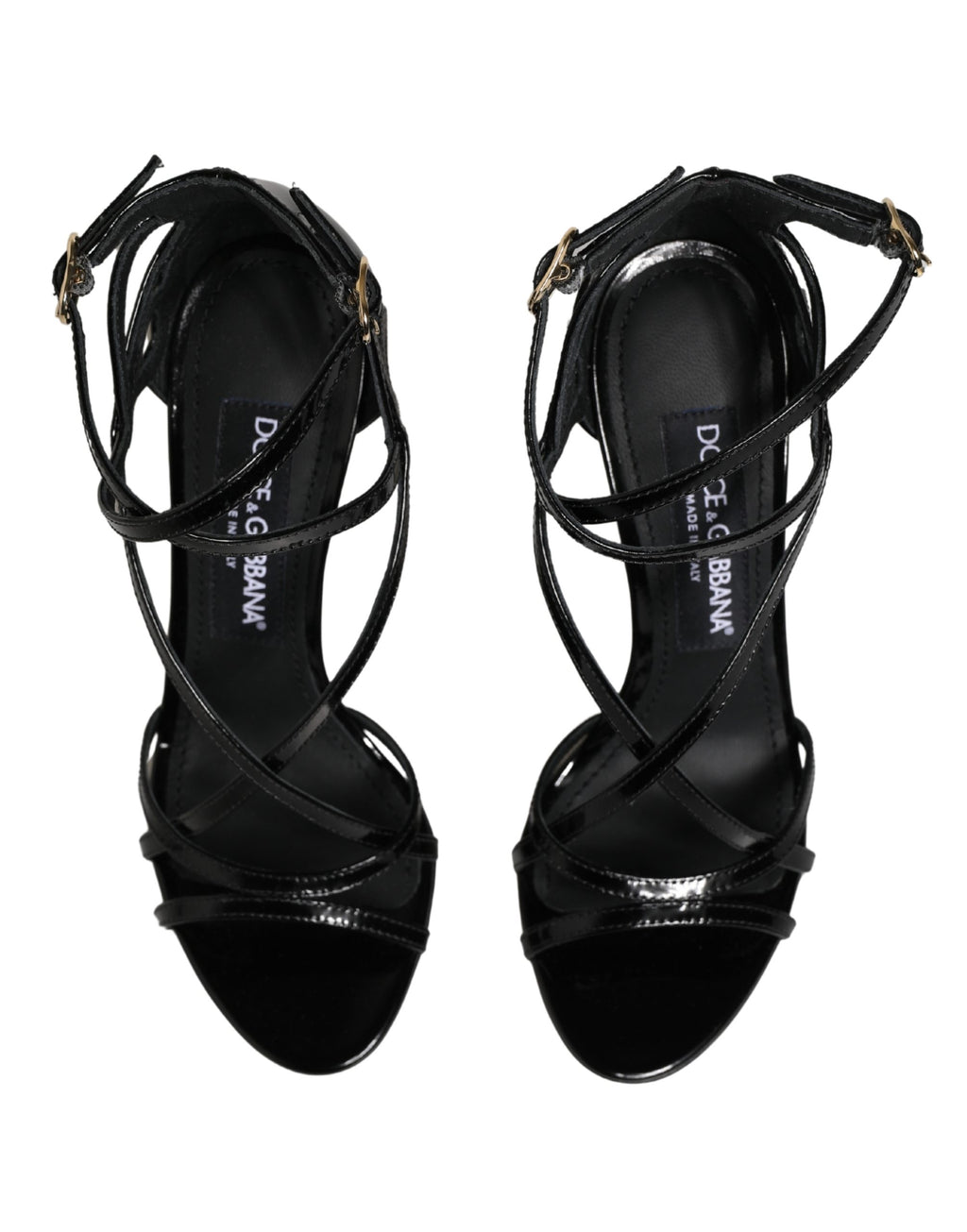 Sandales à talons aiguilles en cuir noir de Dolce & Gabbana, chaussures élégantes et sophistiquées pour femmes.