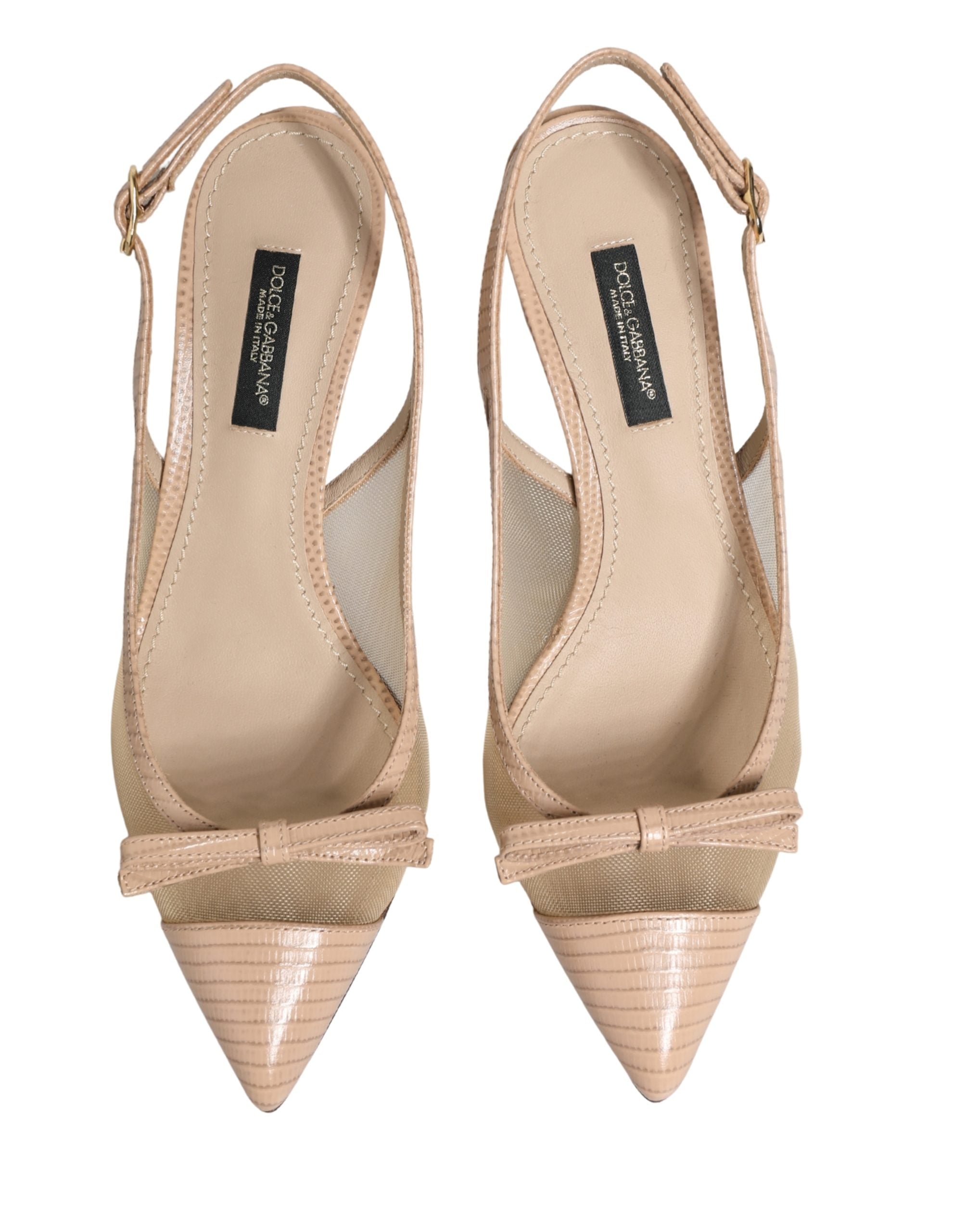 Sandales à talons Dolce & Gabbana Lori en mesh beige et cuir, style élégant avec bride de cheville, chaussures à talons.