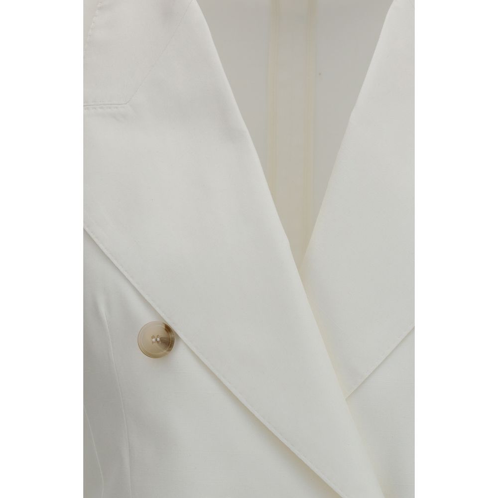 Veste blazer en coton blanc de Dolce & Gabbana, élégante et chic, portée sur un mannequin.