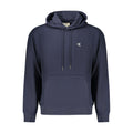 Sweatshirt en coton bleu pour homme de la marque Calvin Klein, col rond et logo discret sur la poitrine.