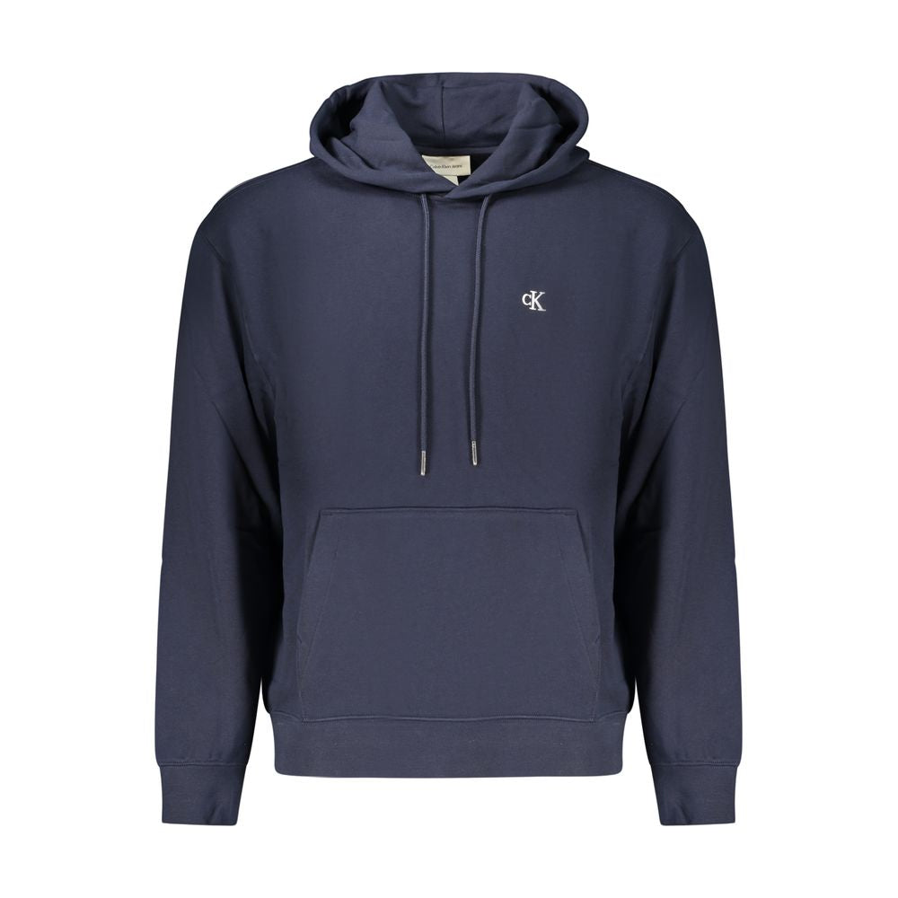 Sweatshirt en coton bleu pour homme de la marque Calvin Klein, col rond et logo discret sur la poitrine.