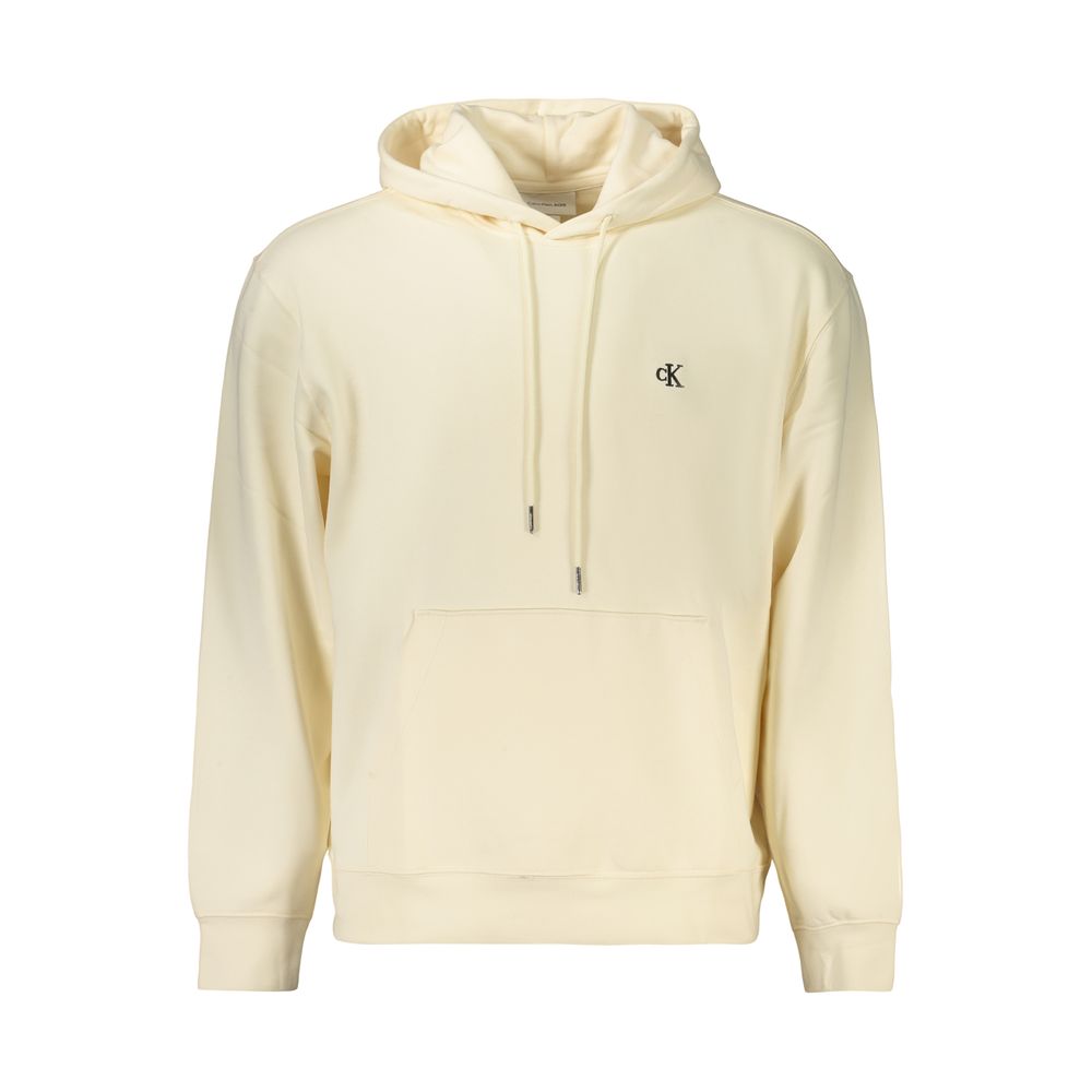 Sweatshirt beige en coton pour homme de la marque Calvin Klein, vue de face, avec col rond et manches longues.