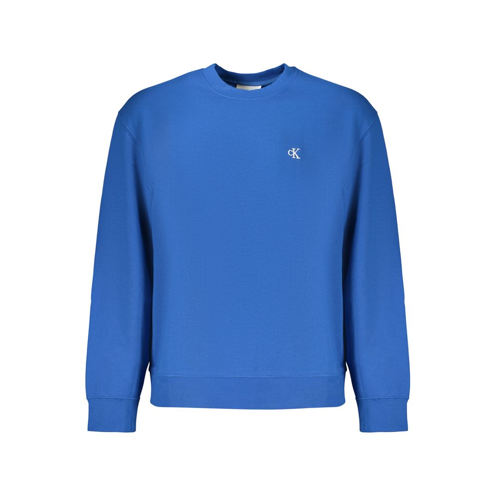Sweat-shirt bleu en coton pour homme de Calvin Klein, style décontracté, avec logo discret sur la poitrine.