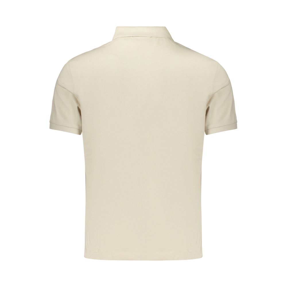 Chemise polo homme beige en coton de la marque Calvin Klein, vue détaillée du devant du vêtement.