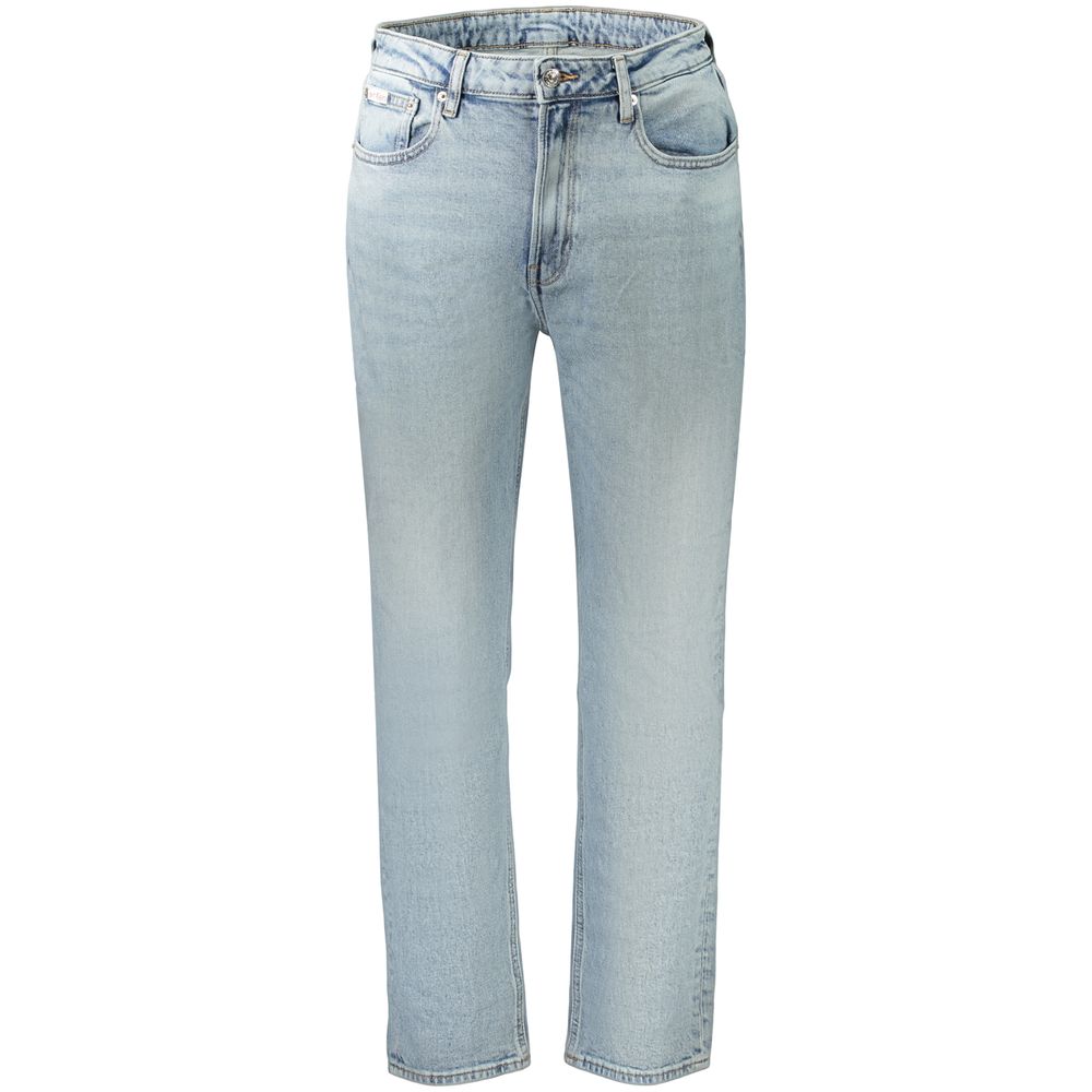 Jeans en coton bleu clair pour femmes de la marque Calvin Klein Azzurro, coupe classique et détail simple visible sur l'image.