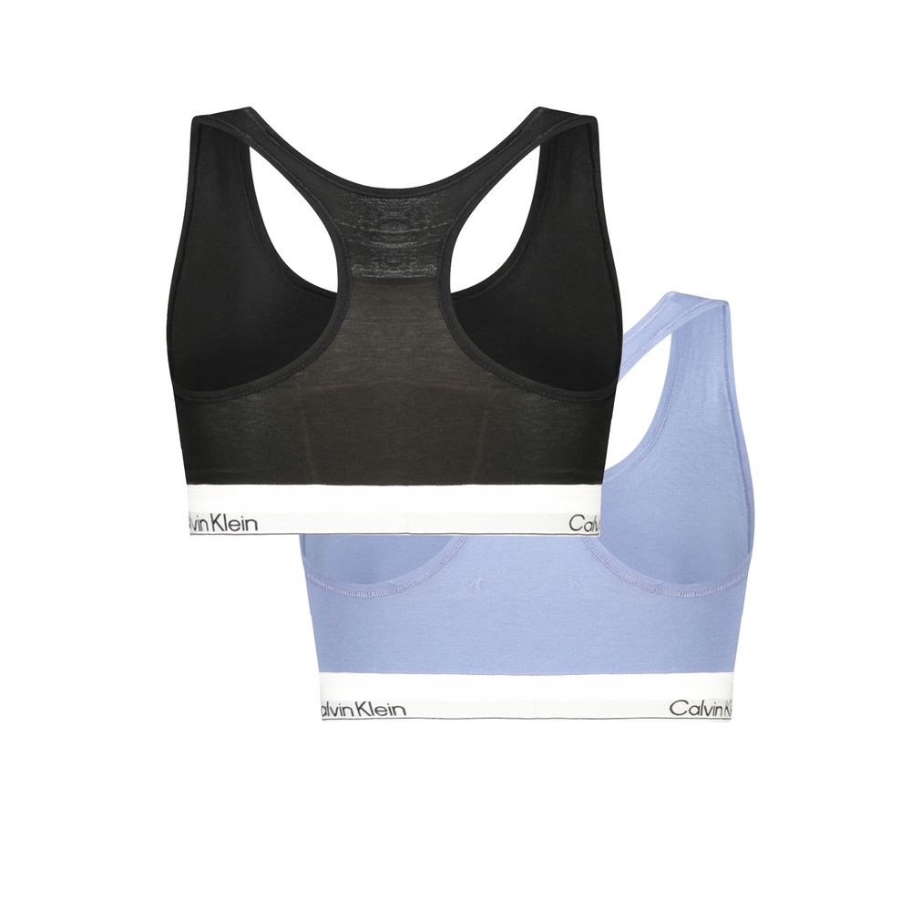 Sous-vêtements pour femmes en coton bleu de la marque Calvin Klein, design confortable et élégant visible sur l'image.