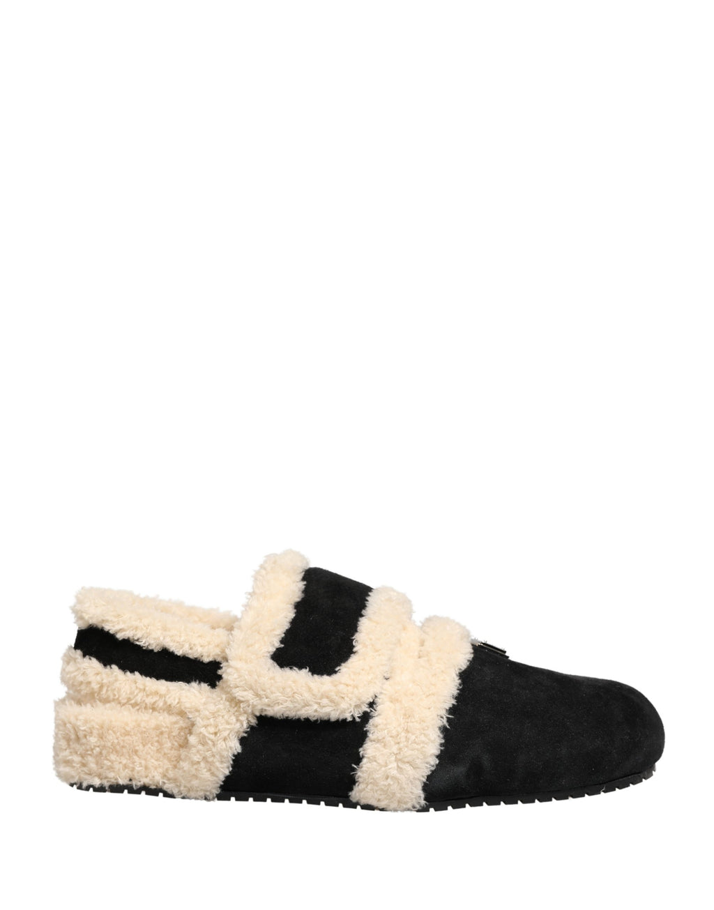 Sandales pour hommes Dolce & Gabbana en fausse fourrure beige et noire, chaussures élégantes et confortables.