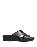 Sandales en cuir noir Dolce & Gabbana avec découpes et logo DG visibles, chaussures élégantes pour femmes.