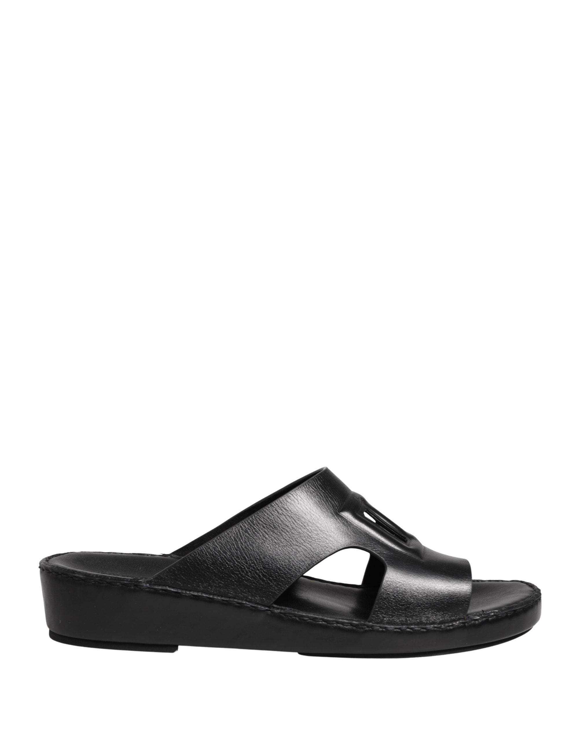 Sandales en cuir noir Dolce & Gabbana avec découpes et logo DG visibles, chaussures élégantes pour femmes.