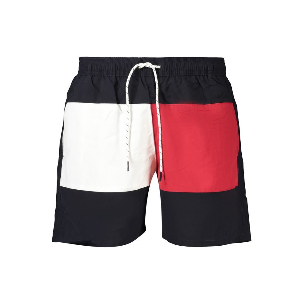 Maillot de bain homme en polyester bleu Tommy Hilfiger, style sportif avec logo distinctif, adapté pour la plage ou la piscine.