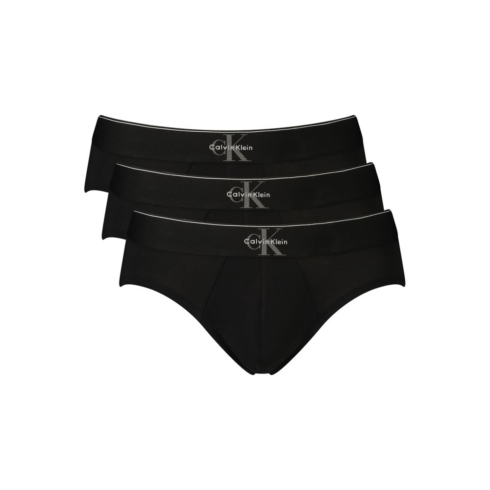 Sous-vêtements hommes en coton noir de la marque Calvin Klein, avec coupe confortable et logo visible.