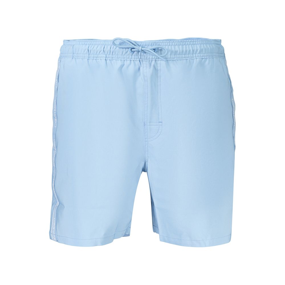 Short de bain homme Calvin Klein Azzurro en polyester avec motif bleu et taille ajustable, vue de face.