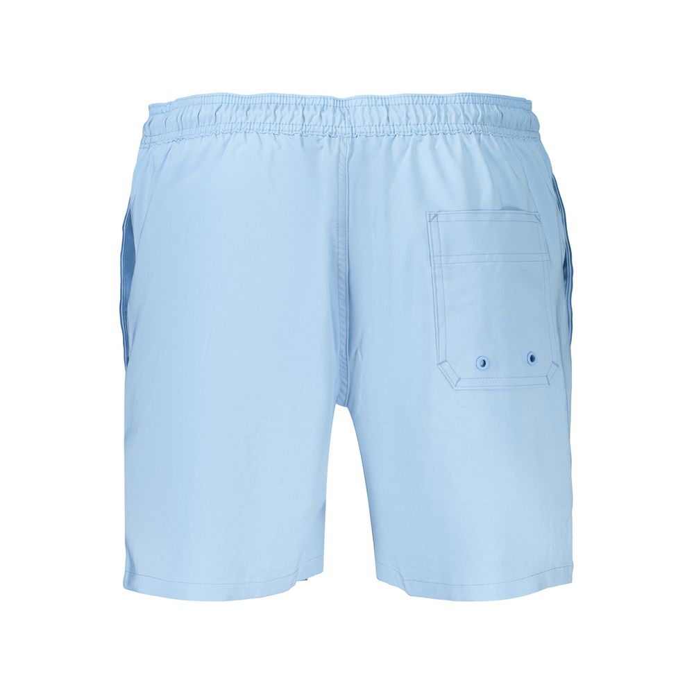 Shorts de bain pour hommes Calvin Klein Azzurro en polyester, couleur bleue, avec logo visible.