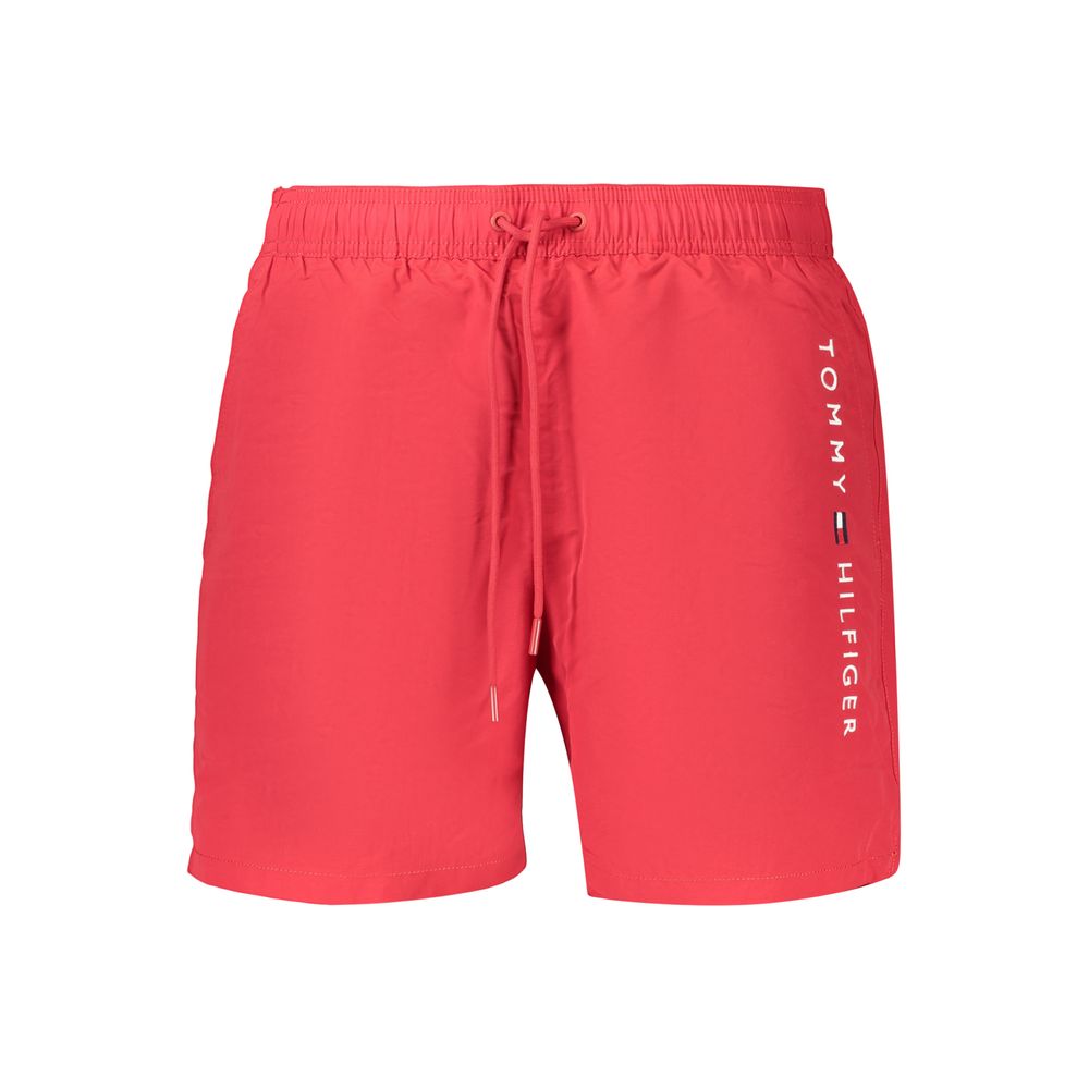 Maillot de bain homme Tommy Hilfiger Rosso en polyester, style moderne avec logo visible, idéal pour la plage ou la piscine.