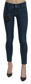 Jeans slim bleu Dolce & Gabbana en denim coupé à la taille médiane, ajustés et modernes.