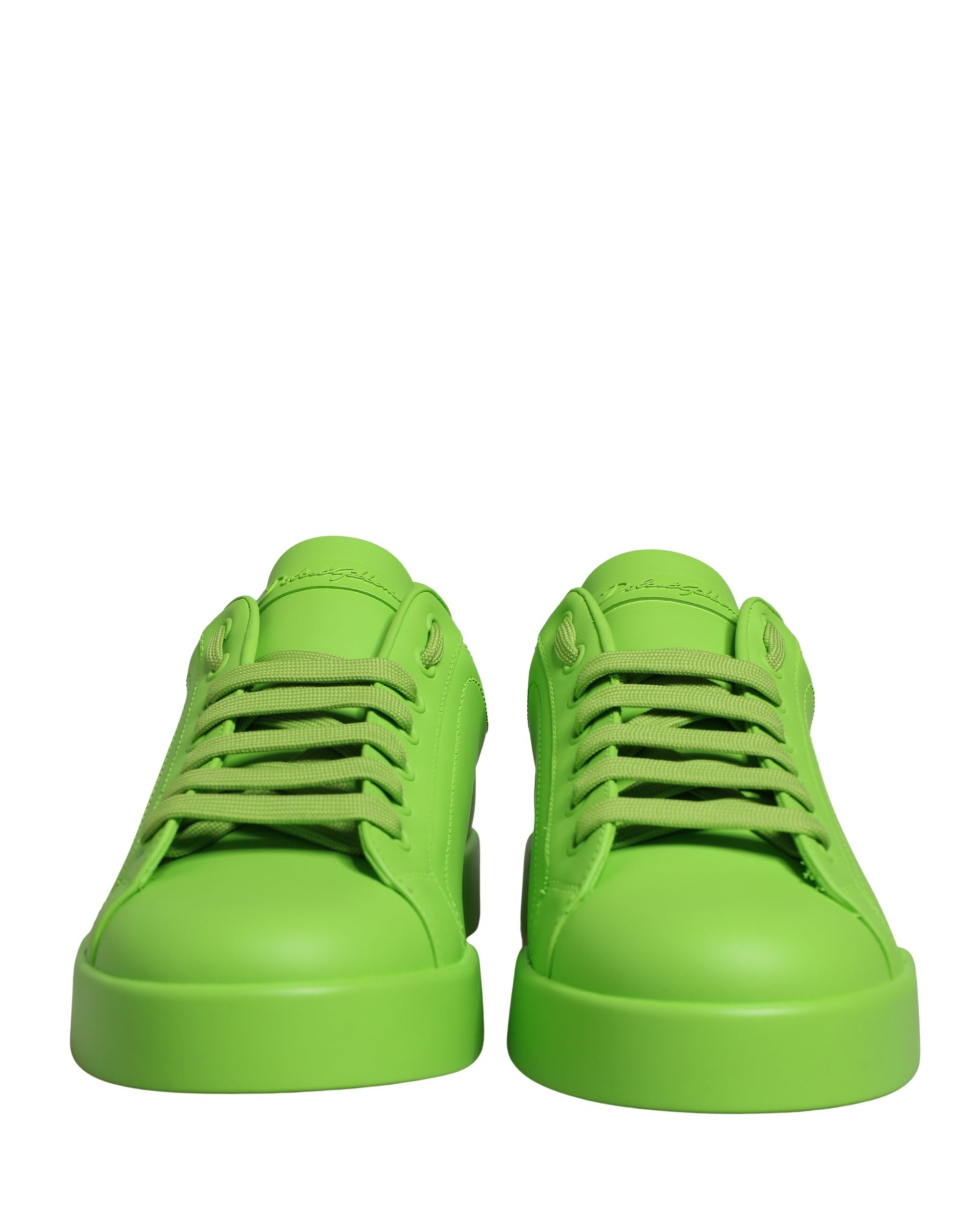 Chaussures sneakers basses en cuir vert Dolce & Gabbana Portofino, style décontracté et élégant pour homme.