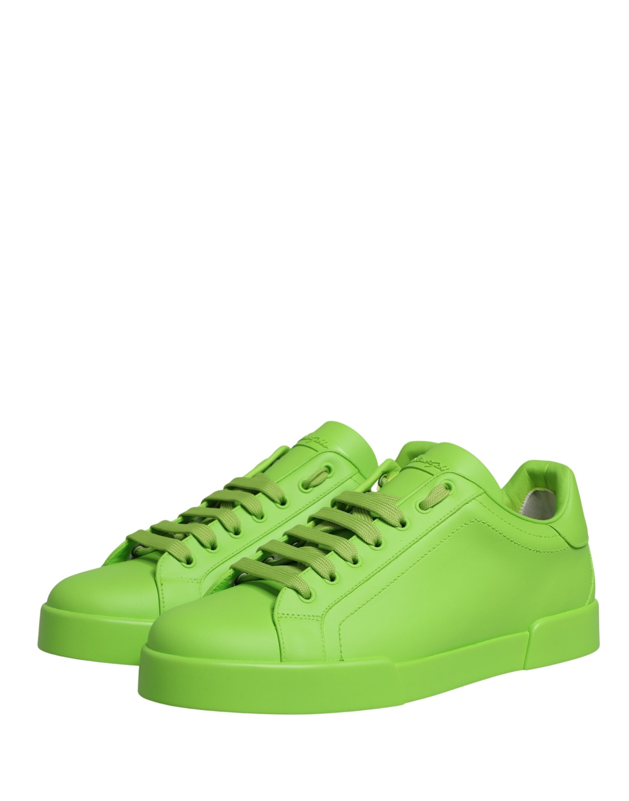 Chaussures basses en cuir vert Dolce & Gabbana Portofino, sneakers élégants pour homme.