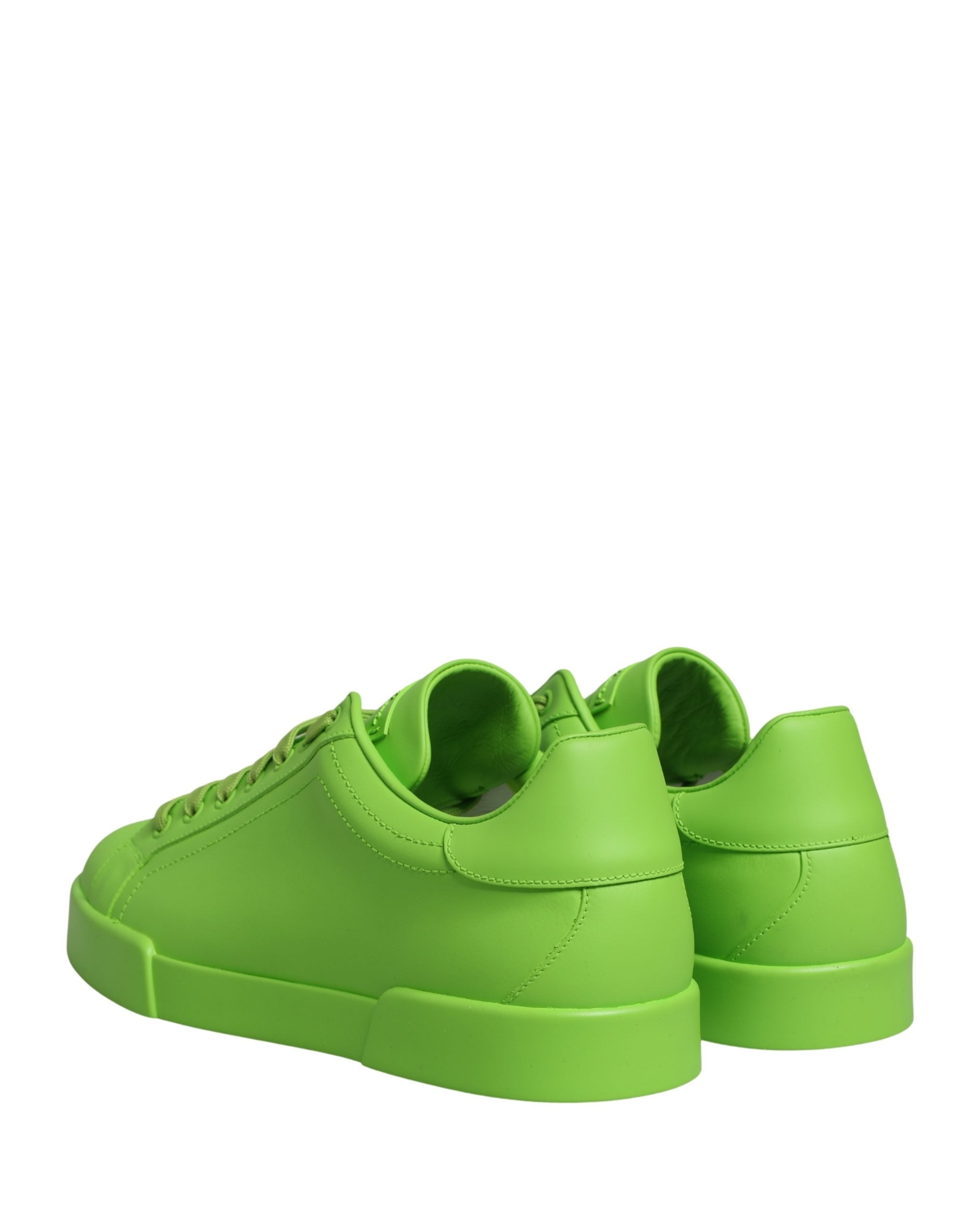 Chaussures sneakers basses en cuir vert Dolce & Gabbana Portofino, style décontracté et sophistiqué, vue de face.