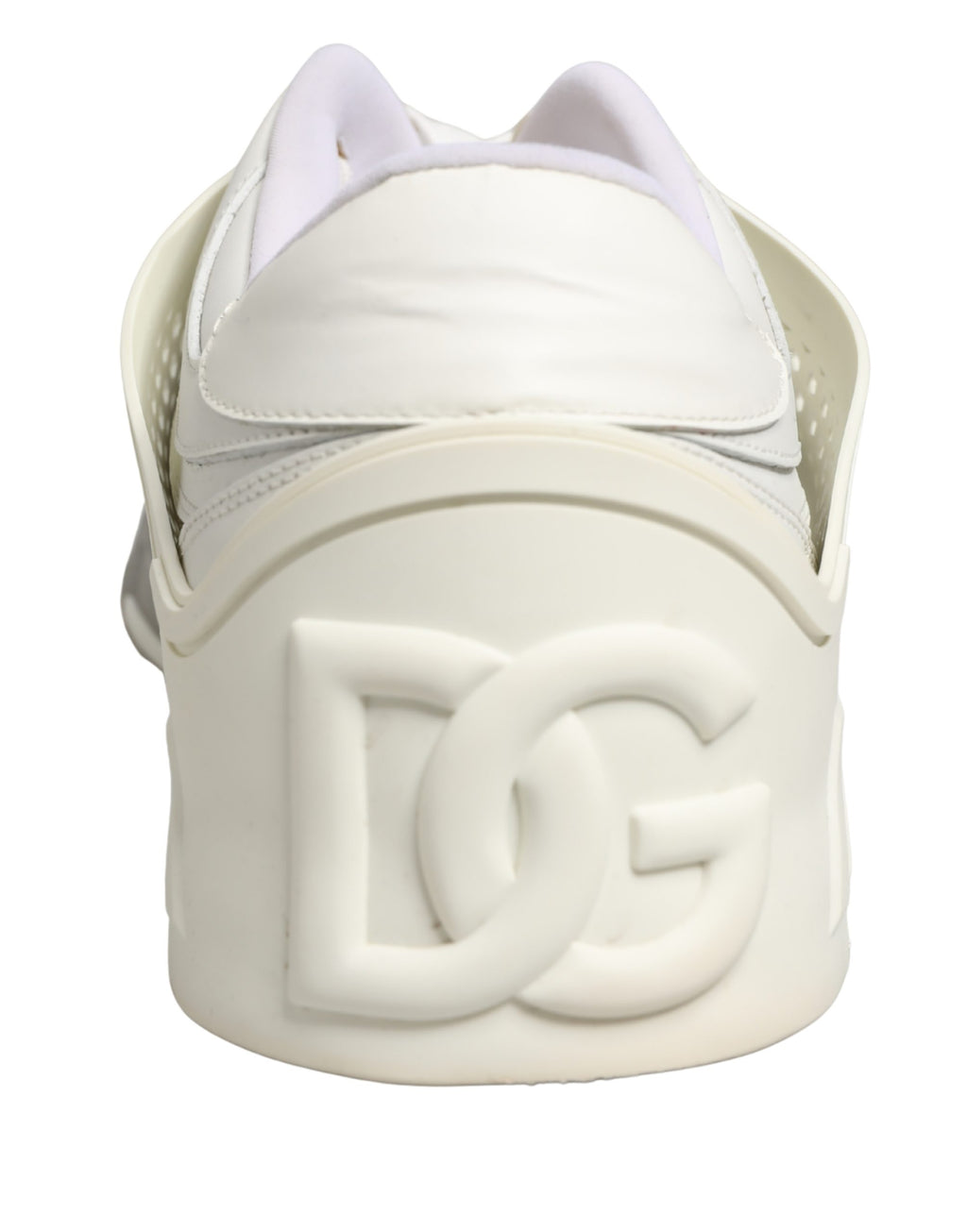 Chaussures sneakers basses blanches Dolce & Gabbana Low Top Custom 2.Zero, vue de profil avec détails de design.