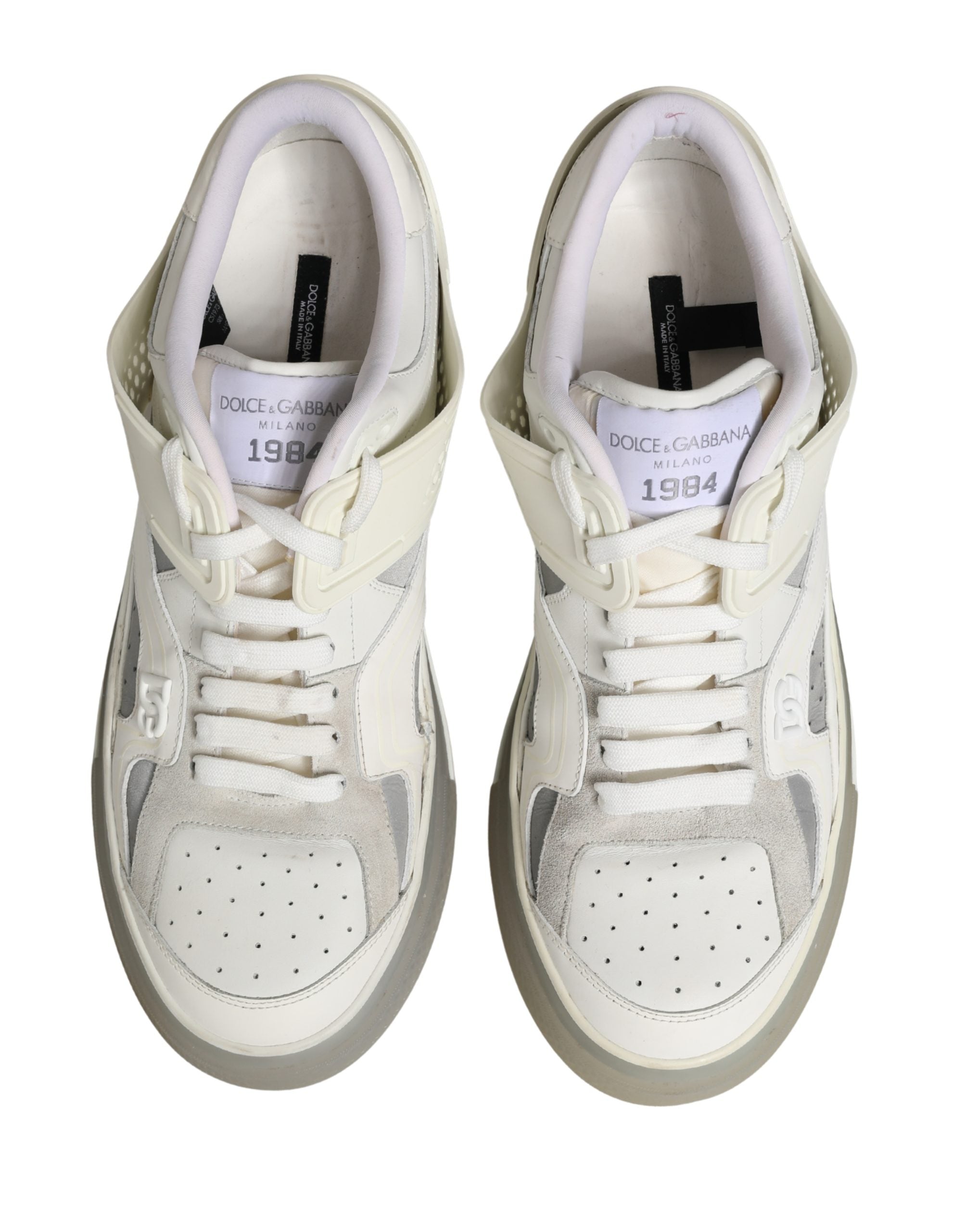 Chaussures sneakers basses blanches Dolce & Gabbana 2.Zero, design personnalisé avec détails modernes et élégants.