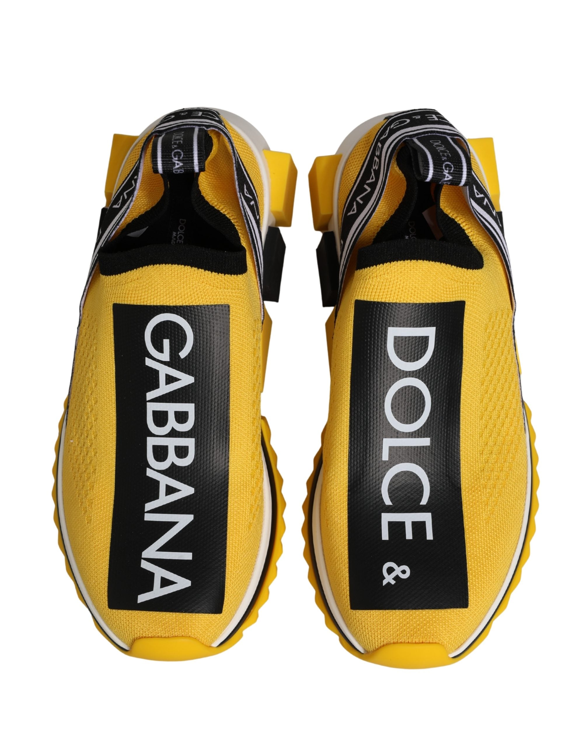 Chaussures sneakers basses Dolce & Gabbana Sorrento jaunes, slip-on, style décontracté avec semelle blanche, vue de côté.