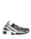 Chaussures sneakers Dolce & Gabbana Sorrento noires avec logo étoiles noires, vue de côté.