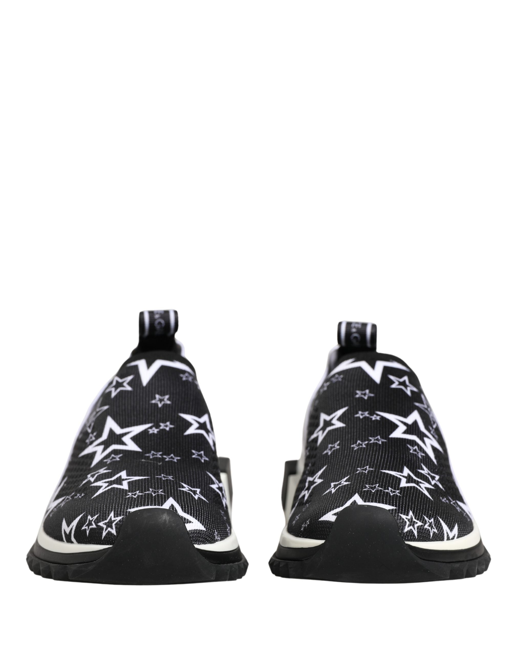 Chaussures SORRENTO noires de Dolce & Gabbana avec logo étoiles, baskets élégantes en cuir pour femme ou homme