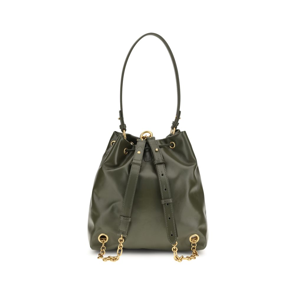 Sac à dos Balmain Bos Taurus en cuir de veau bicolore, avec détails élégants et design moderne.