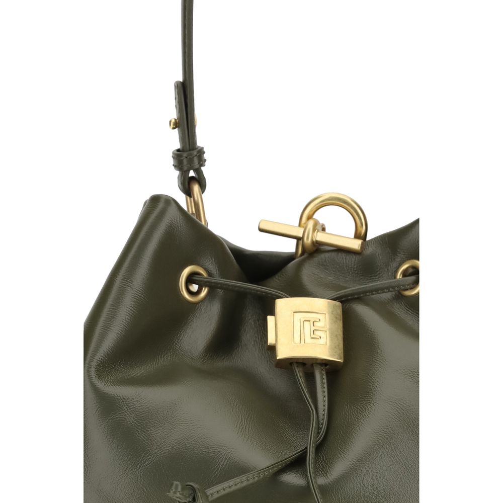 Sac à dos Balmain Bos Taurus en cuir de veau bicolore, avec détails élégants et design sophistiqué.