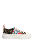 Chaussures sneakers basses Dolce & Gabbana à patchwork multicolore, design tendance et coloré, visibles en gros plan.