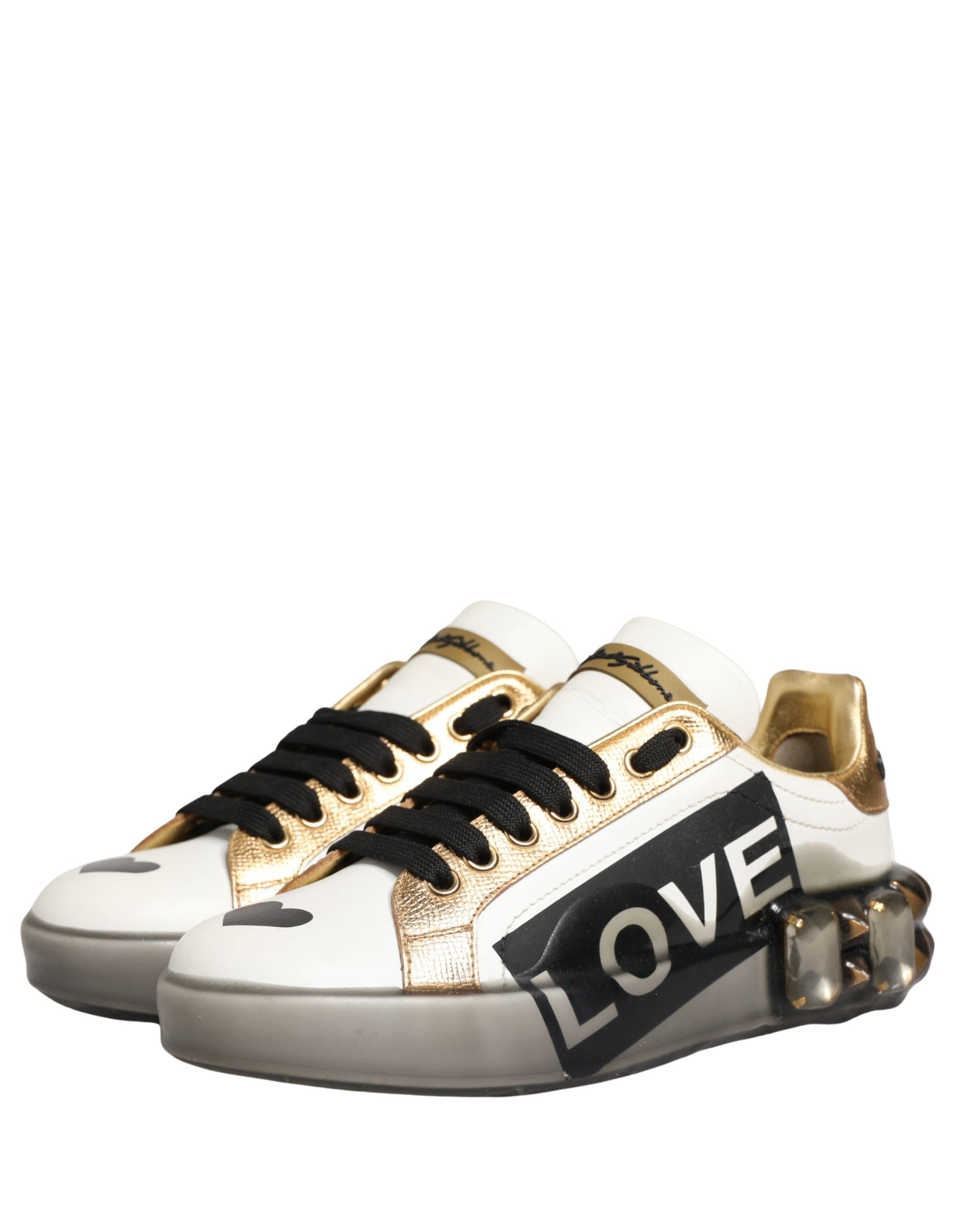 Chaussures sneakers Dolce & Gabbana Multicolore orné de cristaux, modèle LOVE, avec détails brillants et design tendance.