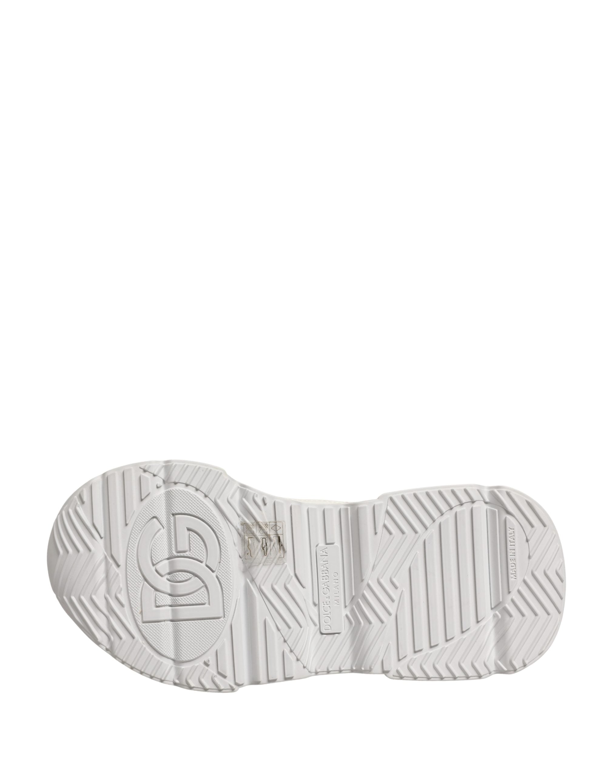 Chaussures sneakers basses en cuir blanc Dolce & Gabbana Daymaster pour hommes, vue de face.
