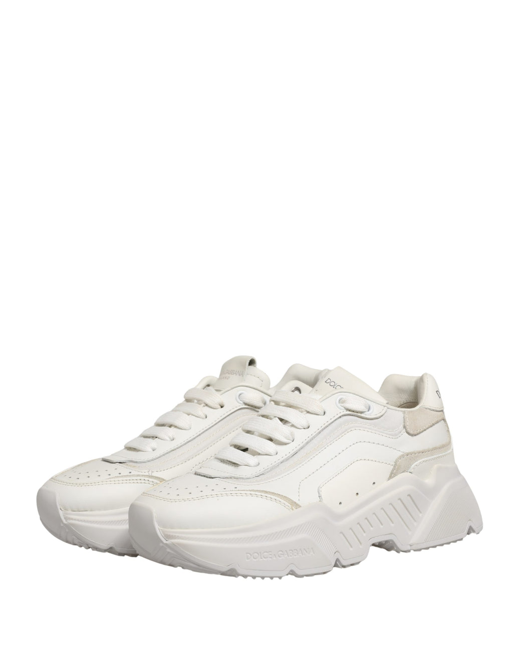 Chaussures sneakers basses en cuir blanc Dolce & Gabbana Daymaster pour homme, vue de côté