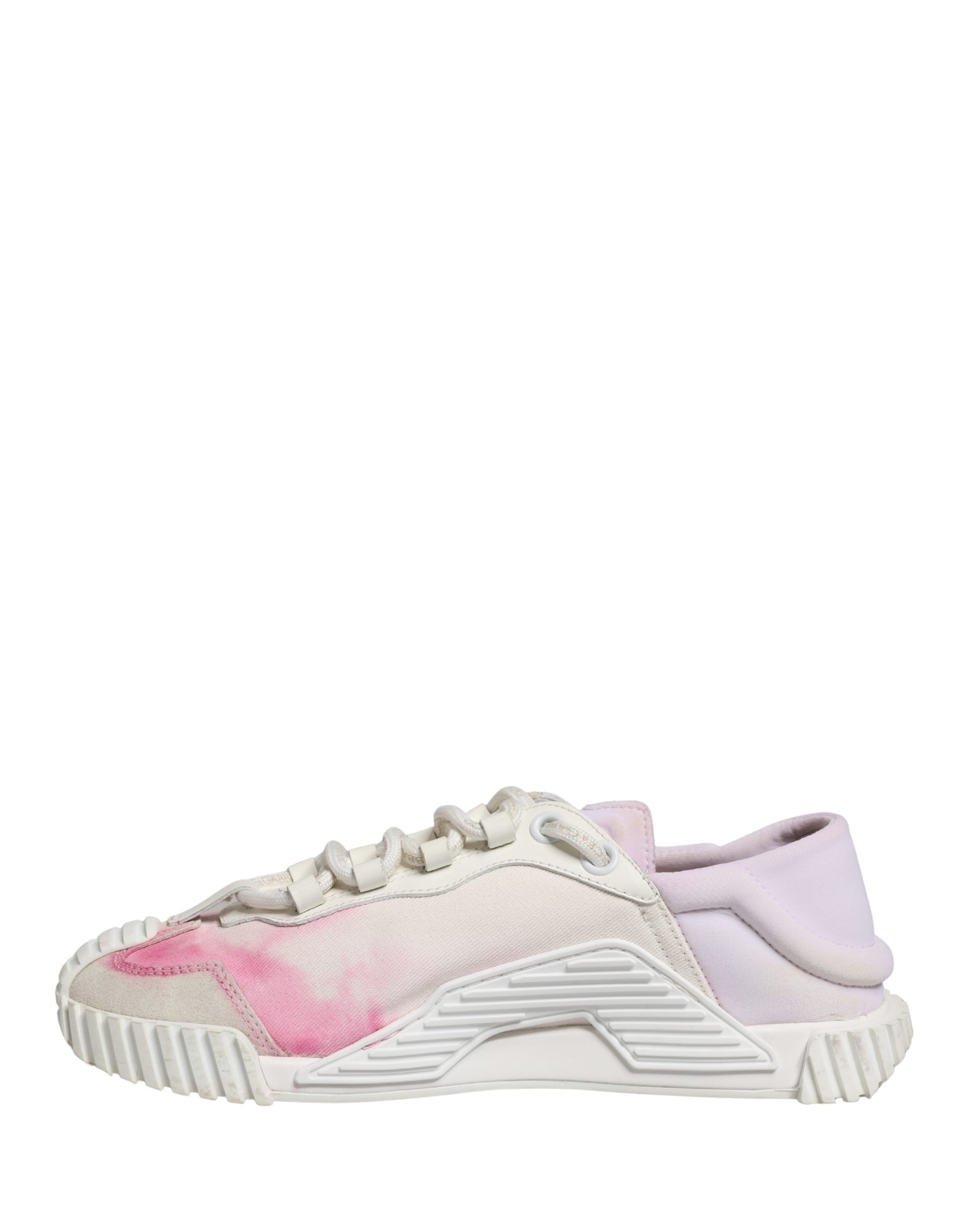Chaussures basses blanches Dolce & Gabbana NS1 en dentelle, lacets, style décontracté et élégant, vue de face.