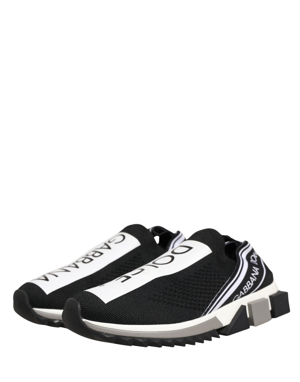 Chaussures sneakers basses Dolce & Gabbana Sorrento noires, slip-on, style décontracté, en cuir avec semelle blanche.