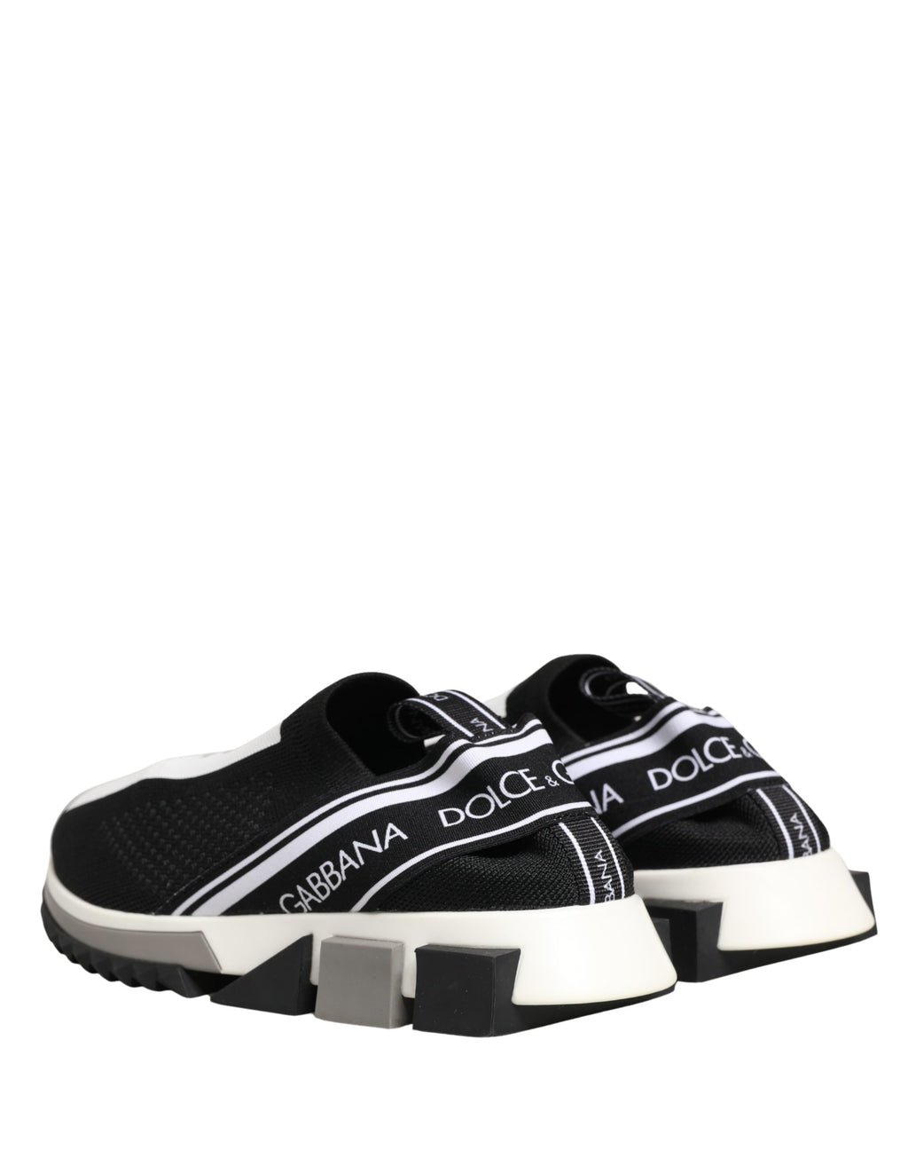 Chaussures sneakers basses noires Dolce & Gabbana Sorrento Slip On, modèles décontractés en cuir avec semelle blanche.