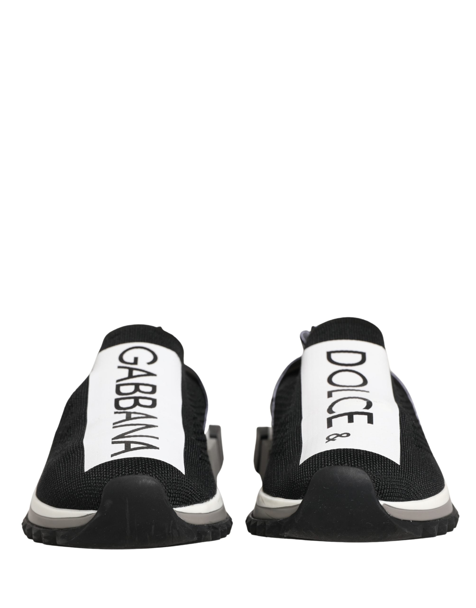 Chaussures sneakers basses Dolce & Gabbana Sorrento noires à enfiler, style élégant et confortable, vue de face.