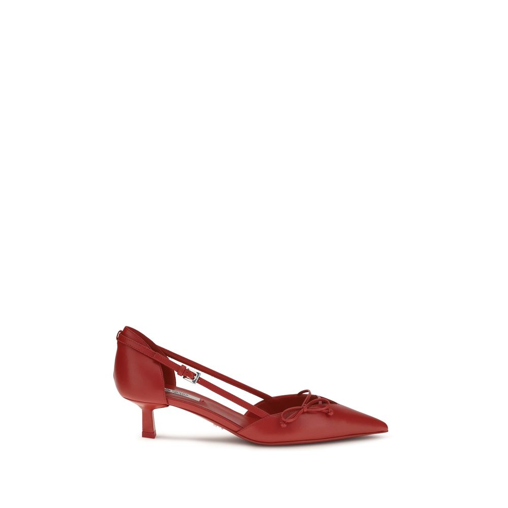Escarpins à talons hauts Prada en cuir de chèvre multicolore, élégants et sophistiqués, avec finition soignée et design moderne.