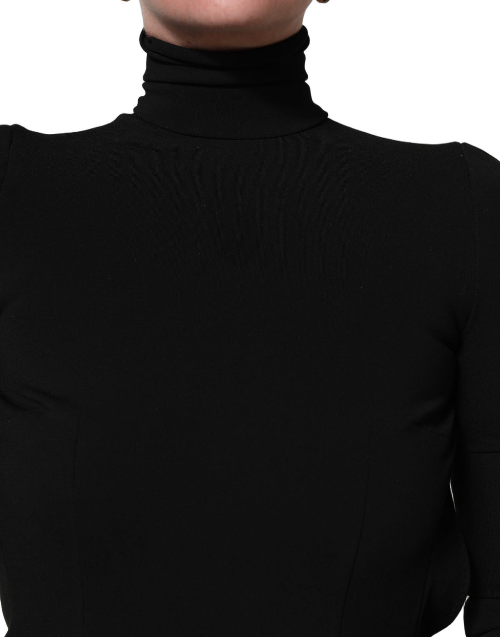 Robe longue noire Dolce & Gabbana à manches longues en viscose, coupe ajustée et élégante maxi robe sophistiquée.