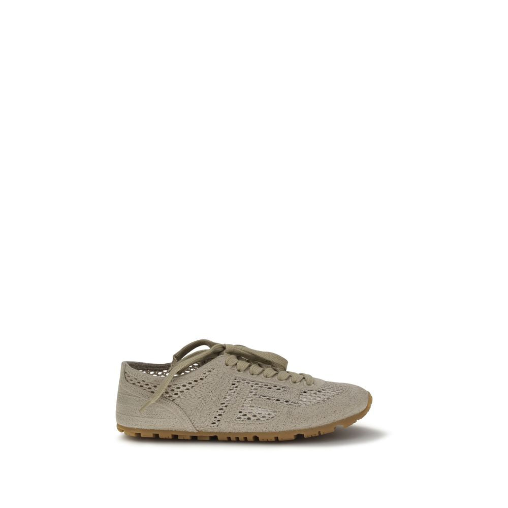 Chaussures de sport en coton beige Balmain, baskets athlétiques modernes avec design élégants et confortables.